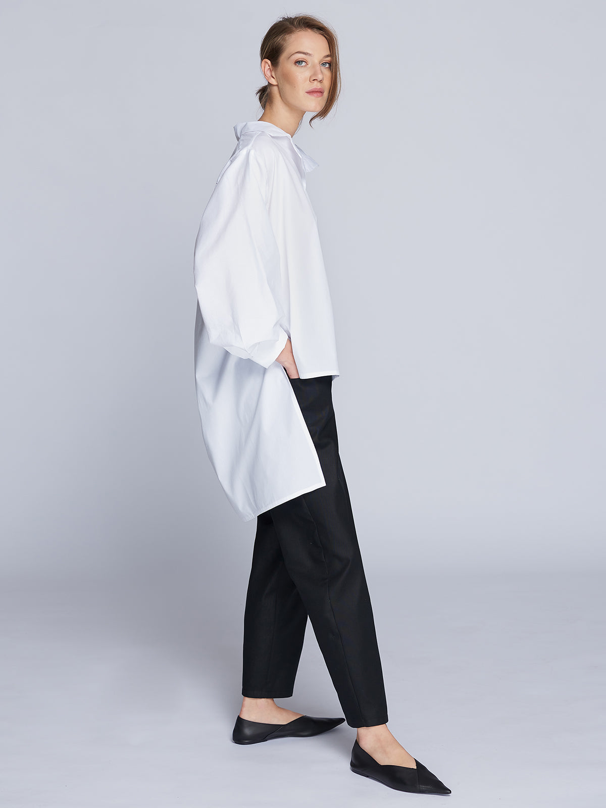 Black cotton slouchy women's pants