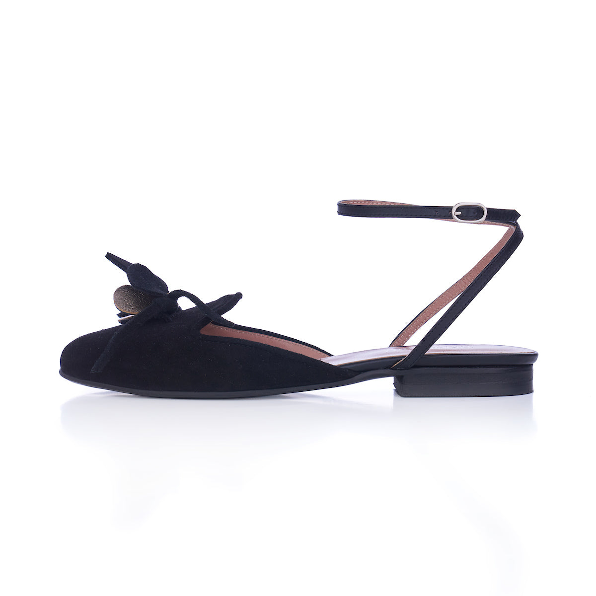 FLORA BLACK FLOWER black and gold sandals